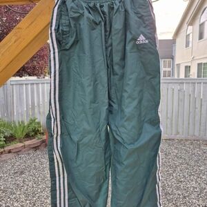 Rare Vintage 90s Adidas Nylon Soccer Pants Glanz Green White XL